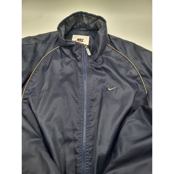 NIKE Men's Medium Navy Blue Windbreaker Full Zip Jacket Vintage 90's Coach Track - Picture 11 of 12